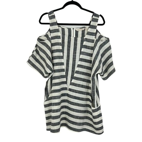 Soft Surroundings Size Medium Striped Cold Shoulder Linen Sunset Tunic Top - Picture 1 of 3